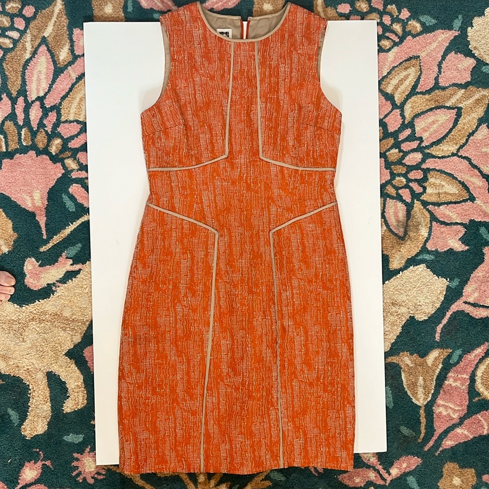 Vintage Anne Klein, sleeveless dress knee length orange